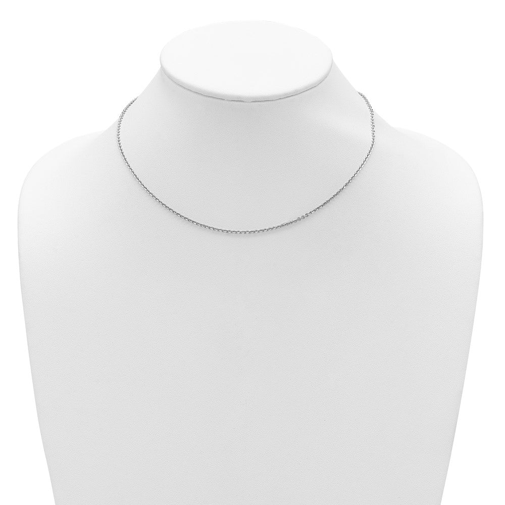 18 Inch Sterling Silver Ss Rh Plate Polish/Dia Cut 1.8mm Cable 1In+1In Adjustable Chain Necklace
