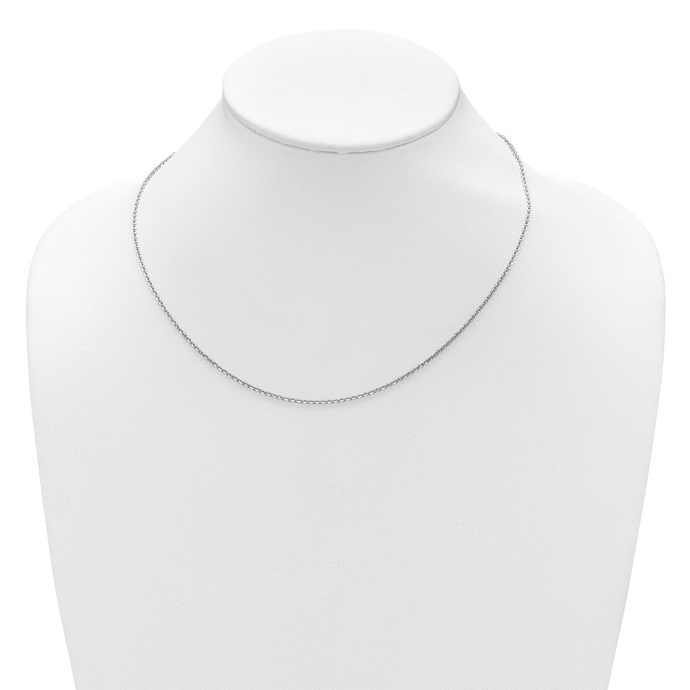 18 Inch Sterling Silver Ss Rh Plate Polish/Dia Cut 1.8mm Cable 1In+1In Adjustable Chain Necklace