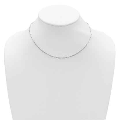 Sterling Silver Rh Plt 2.3mm Paperclip 1In+1In Adjustable Chain
