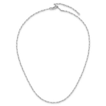 Sterling Silver Rh Plt 2.3mm Paperclip 1In+1In Adjustable Chain