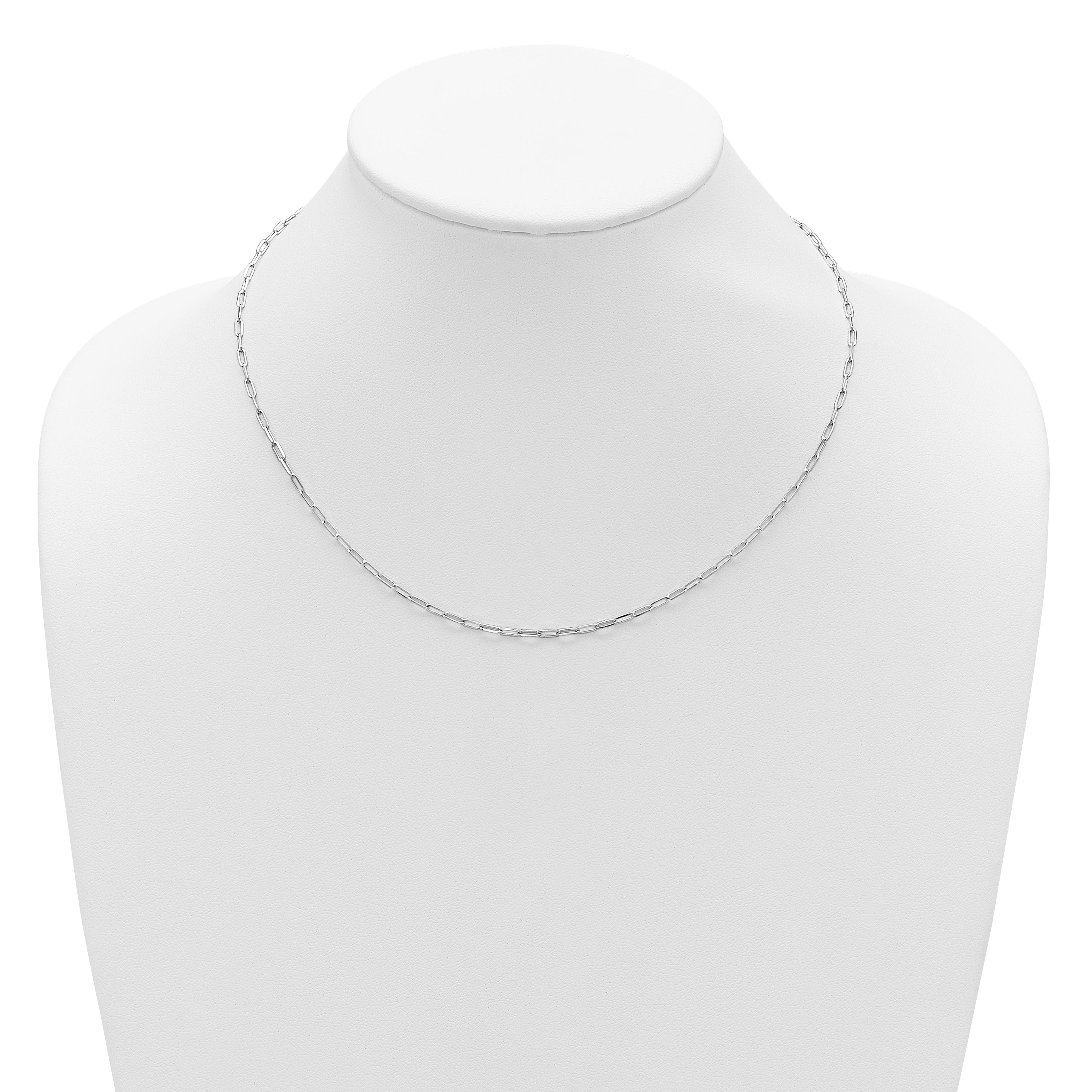 Sterling Silver Rh Plt 2.3mm Paperclip 1In+1In Adjustable Chain