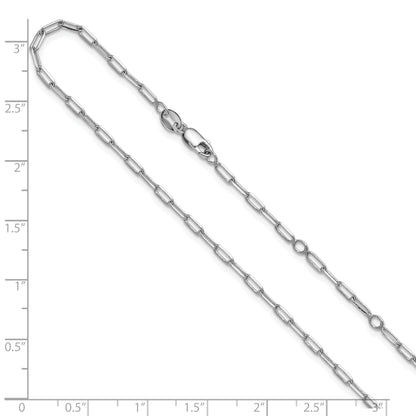Sterling Silver Rh Plt 2.3mm Paperclip 1In+1In Adjustable Chain