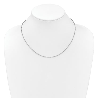 18 Inch Sterling Silver Rh Plated 2mm Singapore 1In+1In Adjustable Chain Necklace