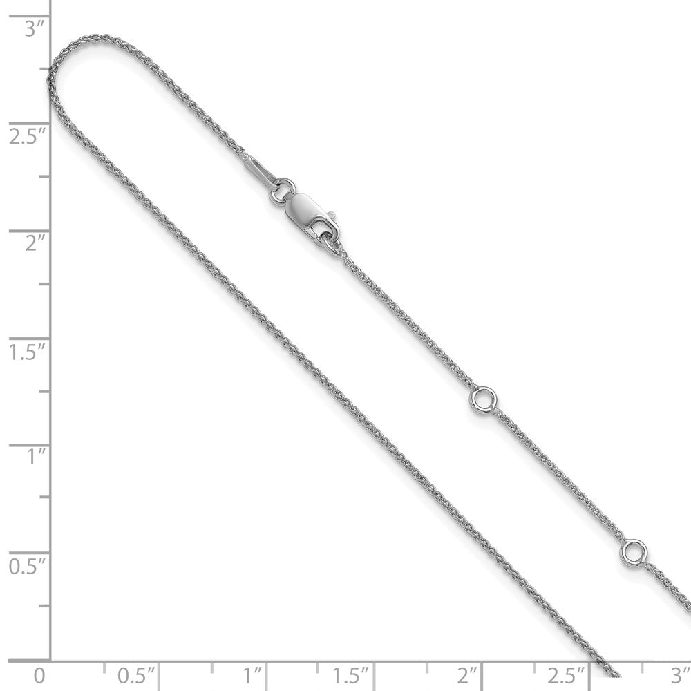 18 Inch Sterling Silver Rh Plated 1mm Spiga 1In+1In Adjustable Chain Necklace