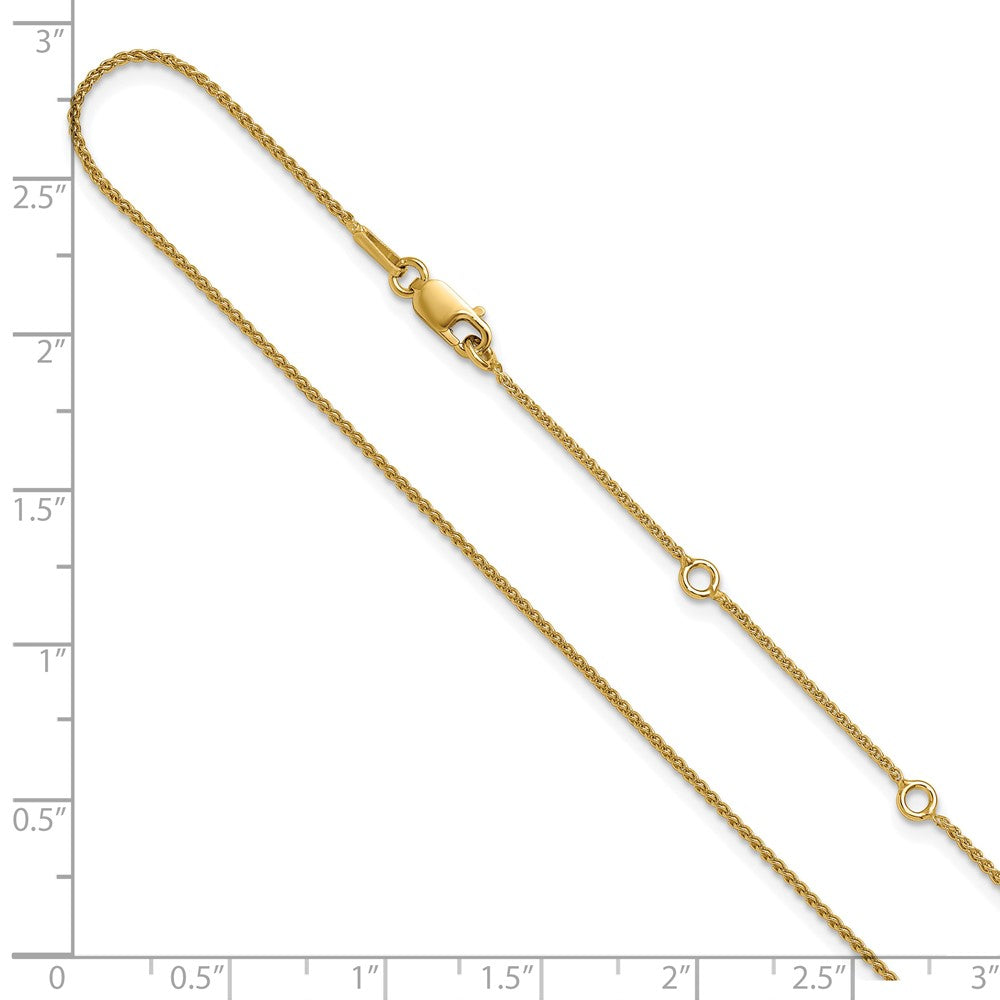 18 Inch Gold Plated Sterling Silver 1mm Spiga 1In+1In Adjustable Chain Necklace