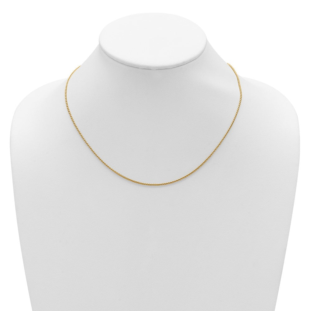 18 Inch Gold Plated Sterling Silver 1.5mm Spiga 1In+1In Adjustable Chain Necklace