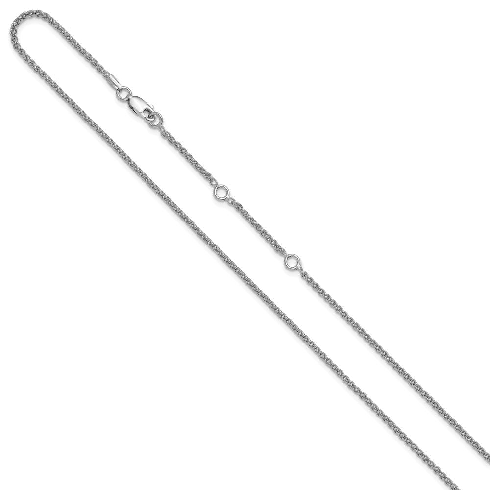 18 Inch Sterling Silver Rh Plated 1.6mm Spiga 1In+1In Adjustable Chain Necklace