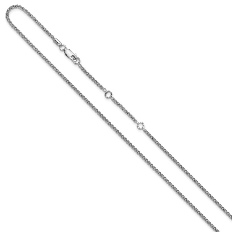 18 Inch Sterling Silver Rh Plated 1.9mm Spiga 1In+1In Adjustable Chain Necklace
