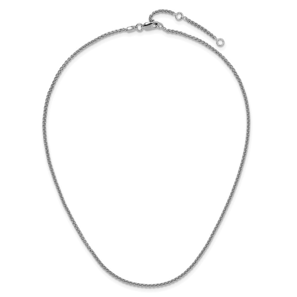 18 Inch Sterling Silver Rh Plated 1.9mm Spiga 1In+1In Adjustable Chain Necklace