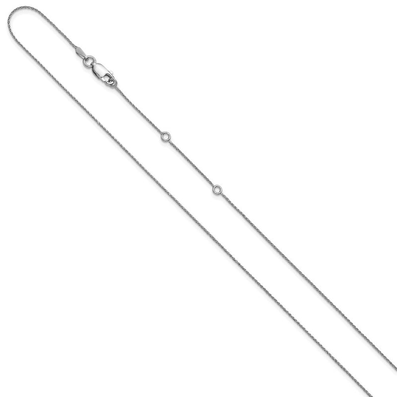 18 Inch Sterling Silver Rh Plt .85mm D/C Spiga 1In+1In Adjustable Chain Necklace