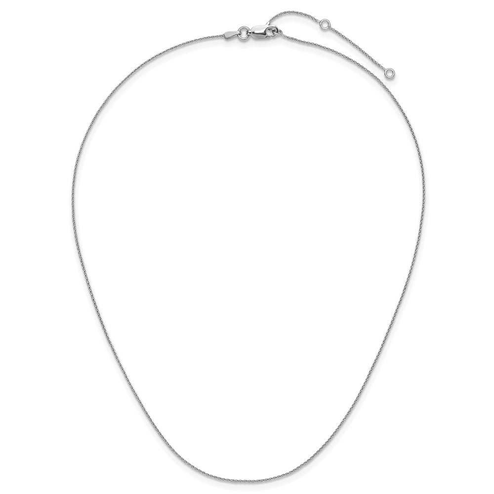 18 Inch Sterling Silver Rh Plt .85mm D/C Spiga 1In+1In Adjustable Chain Necklace