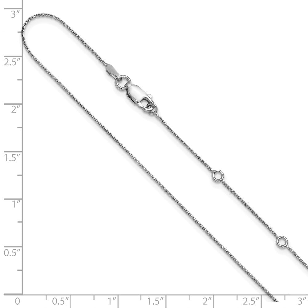 18 Inch Sterling Silver Rh Plt .85mm D/C Spiga 1In+1In Adjustable Chain Necklace