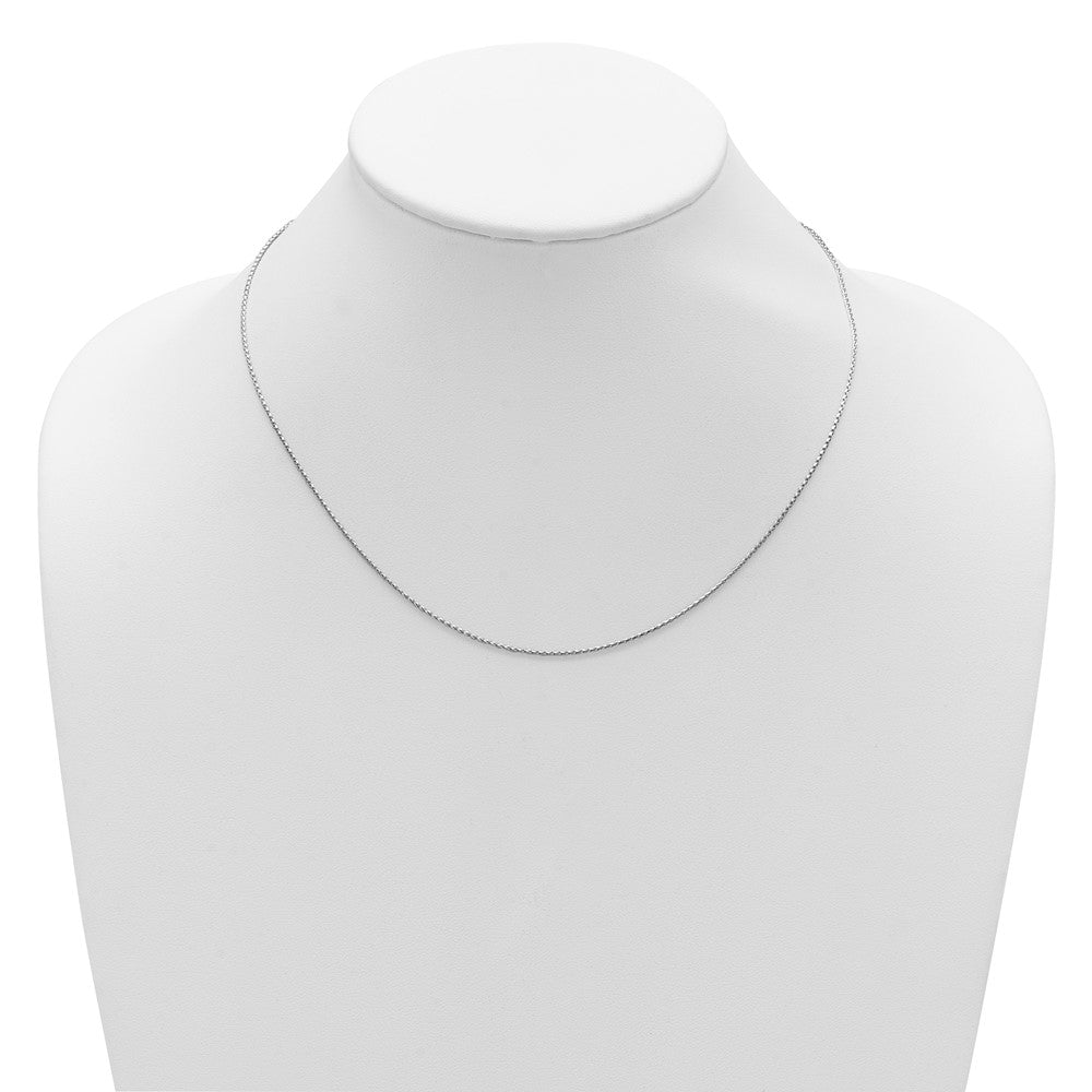 18 Inch Sterling Silver Rh Plt 1mm D/C Spiga 1In+1In Adjustable Chain Necklace