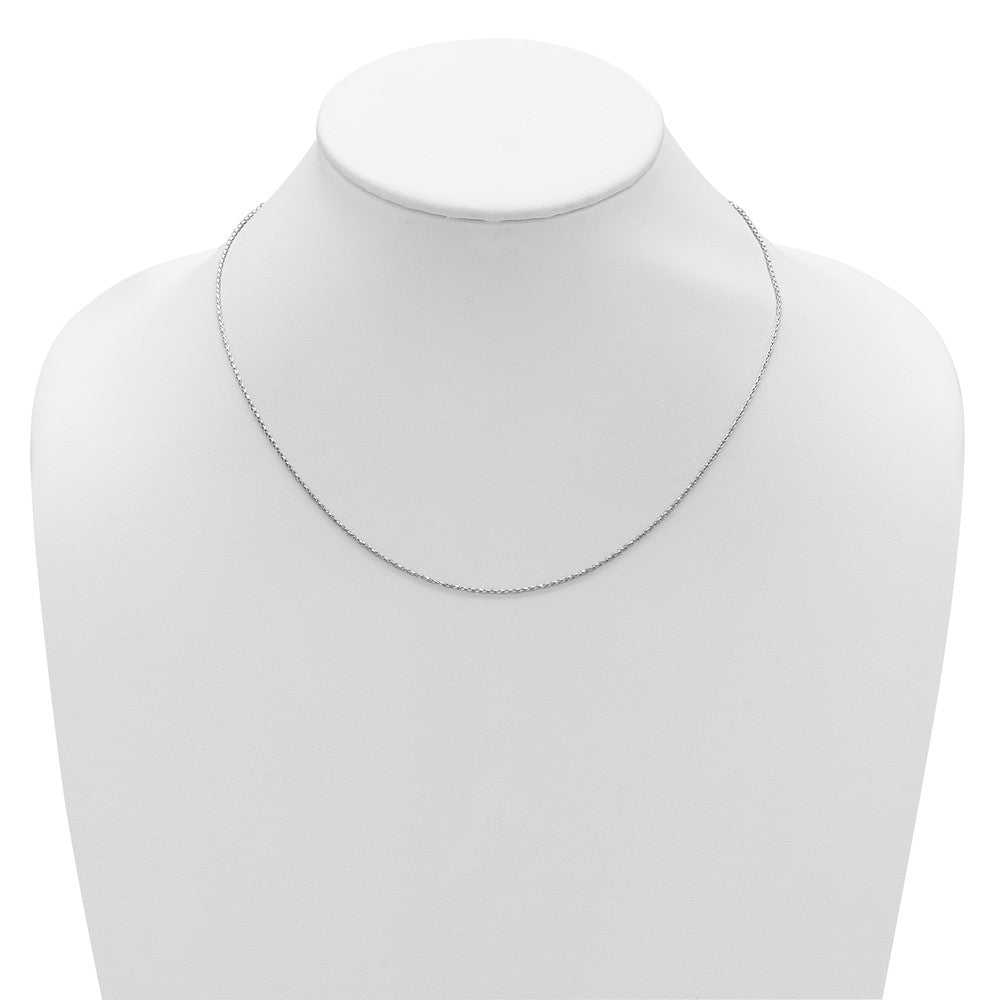 18 Inch Sterling Silver Rh Plt 1.2mm D/C Spiga 1In+1In Adjustable Chain Necklace