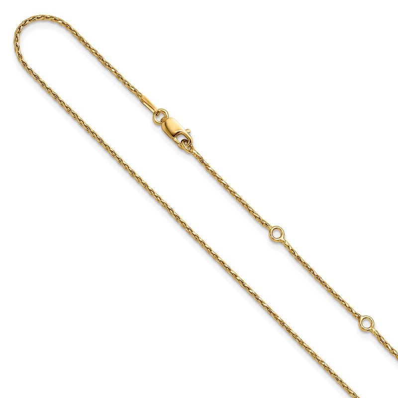 Gold Plated Sterling Silver 1.2mm D/C Spiga 1In+1In Adjustable Cha