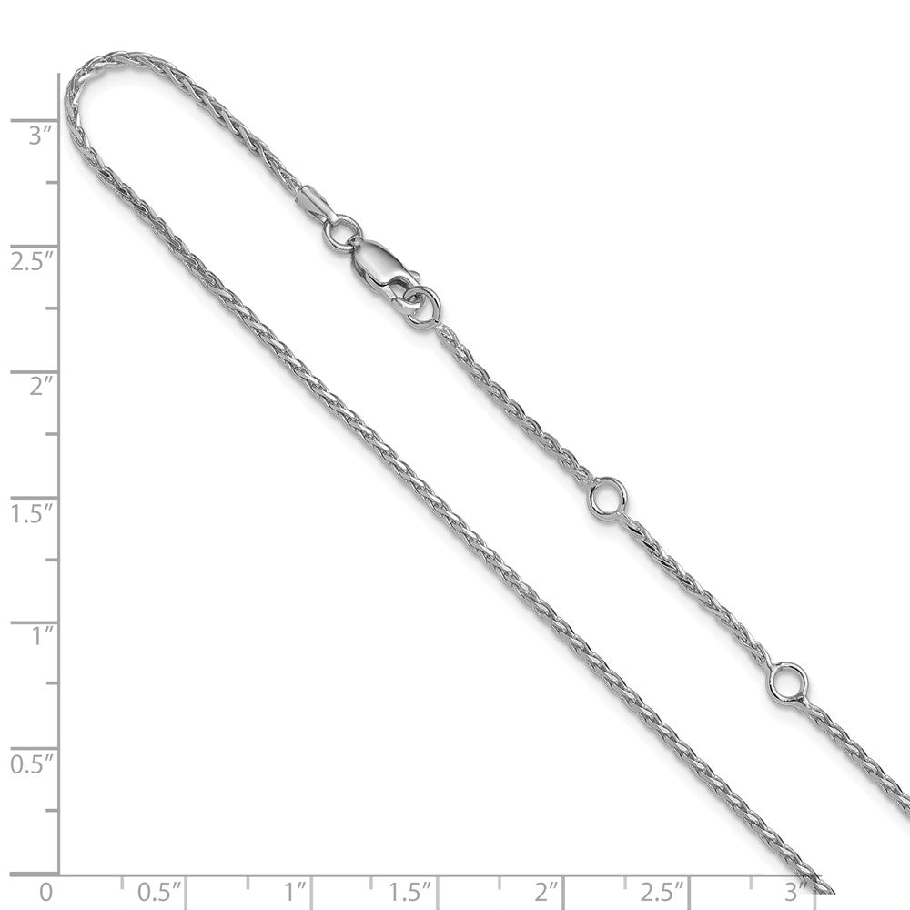 18 Inch Sterling Silver Rh Plt 1.6mm D/C Spiga 1In+1In Adjustable Chain Necklace