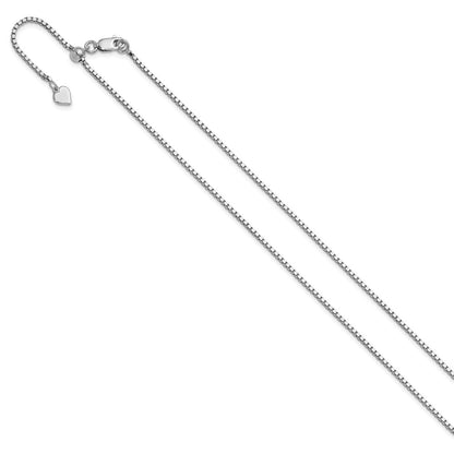 3 Inch Sterling Silver Rh Plated Adjustable 1.5mm Box Chain Necklace