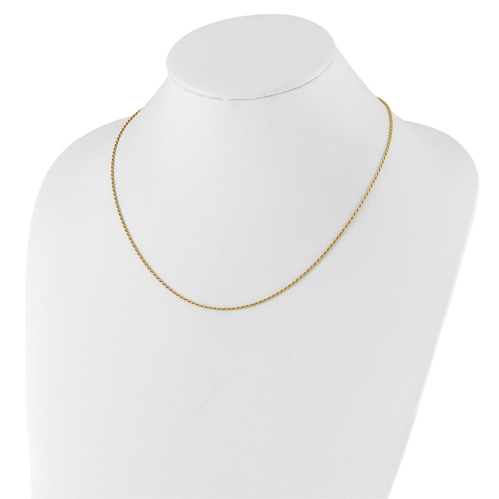 Gold Plated Sterling Silver Adjustable 1.4mm D/C Rope Chain Necklace