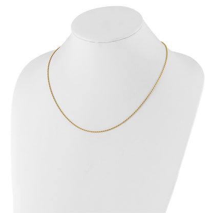 Gold Plated Sterling Silver Adjustable 1.4mm D/C Rope Chain Necklace