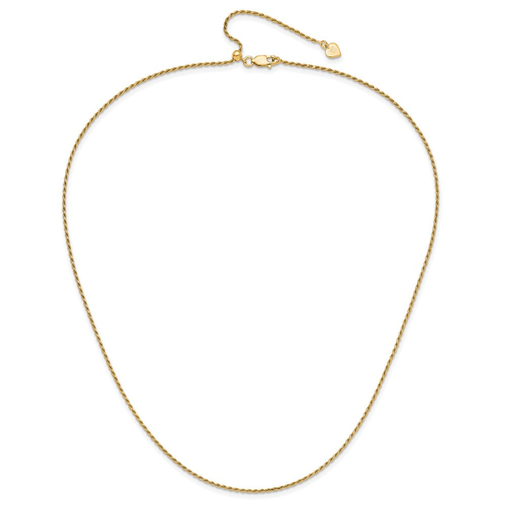 Gold Plated Sterling Silver Adjustable 1.4mm D/C Rope Chain Necklace