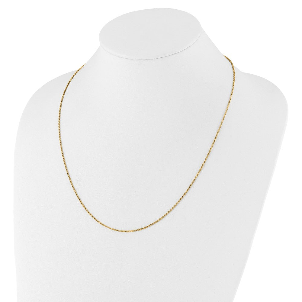 Gold Plated Sterling Silver Adjustable 1.4mm D/C Rope Chain Necklace