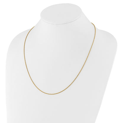 Gold Plated Sterling Silver Adjustable 1.4mm D/C Rope Chain Necklace