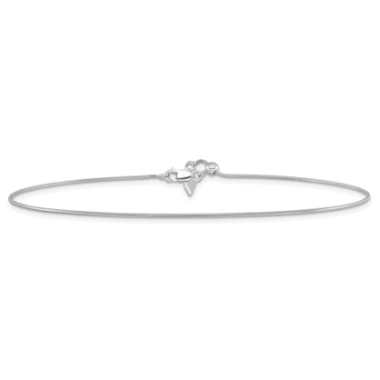 11 Inch Sterling Silver Rh-Plated Adjustable Snake Chain Anklet