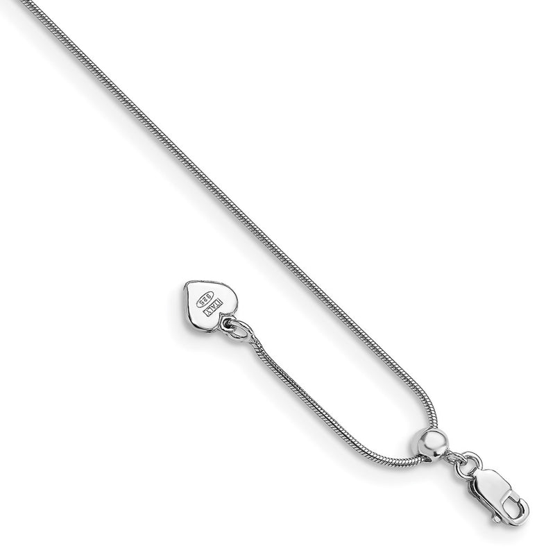 Sterling Silver Rh-Plated Adjustable Snake Chain Bracelet