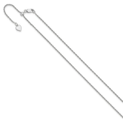 3 Inch Sterling Silver Rh Plated Adjustable 1.35mm Loose Rope Chain Necklace