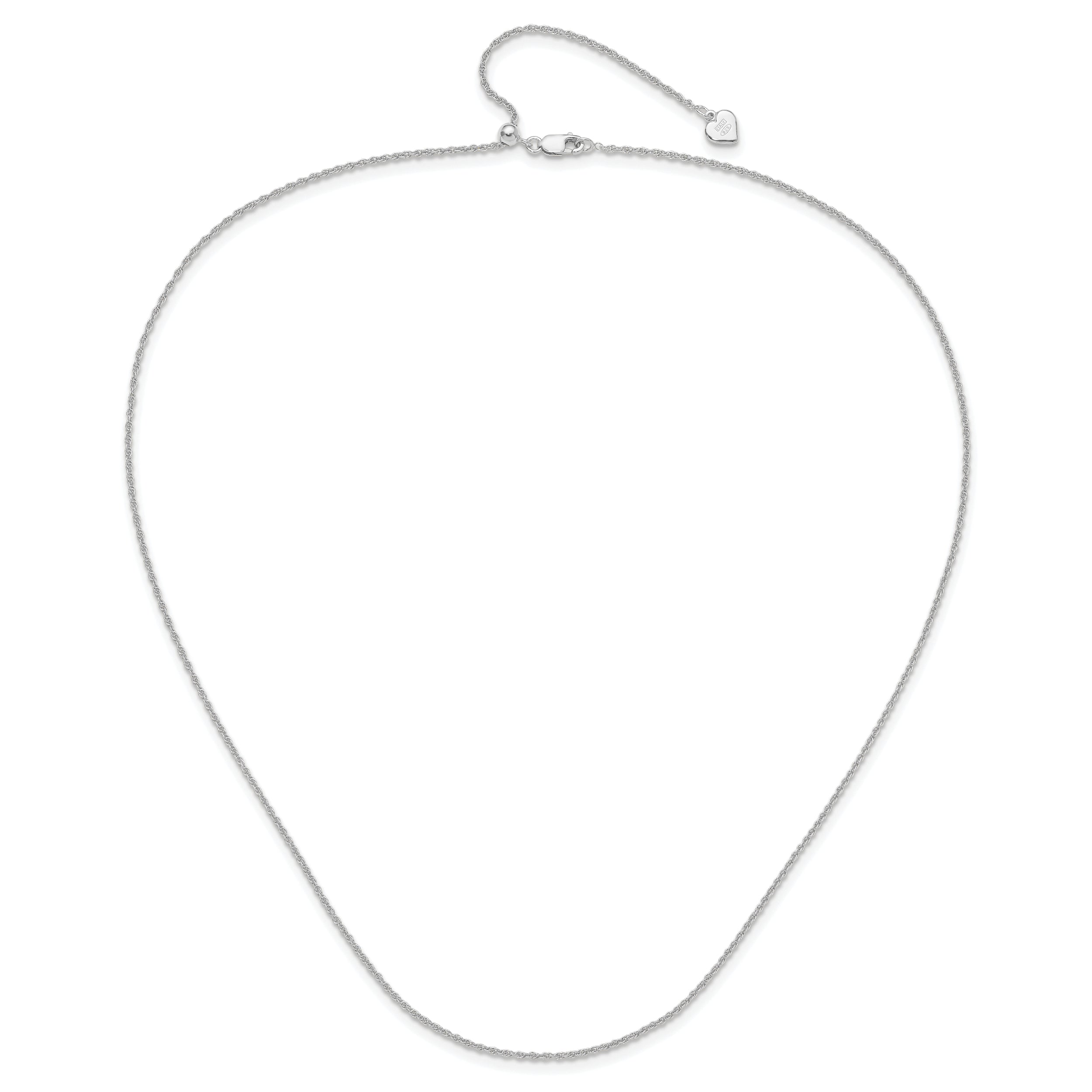 3 Inch Sterling Silver Rh Plated Adjustable 1.35mm Loose Rope Chain Necklace