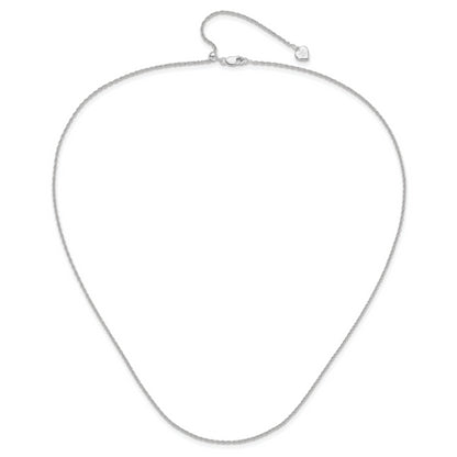 3 Inch Sterling Silver Rh Plated Adjustable 1.35mm Loose Rope Chain Necklace
