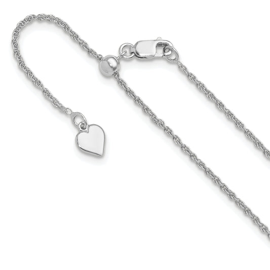 22 Inch Sterling Silver Adjustable 1.35mm Loose Rope Chain Necklace