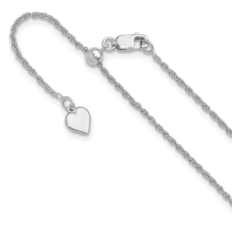 Sterling Silver Adjustable 1.35mm Loose Rope Chain Necklace