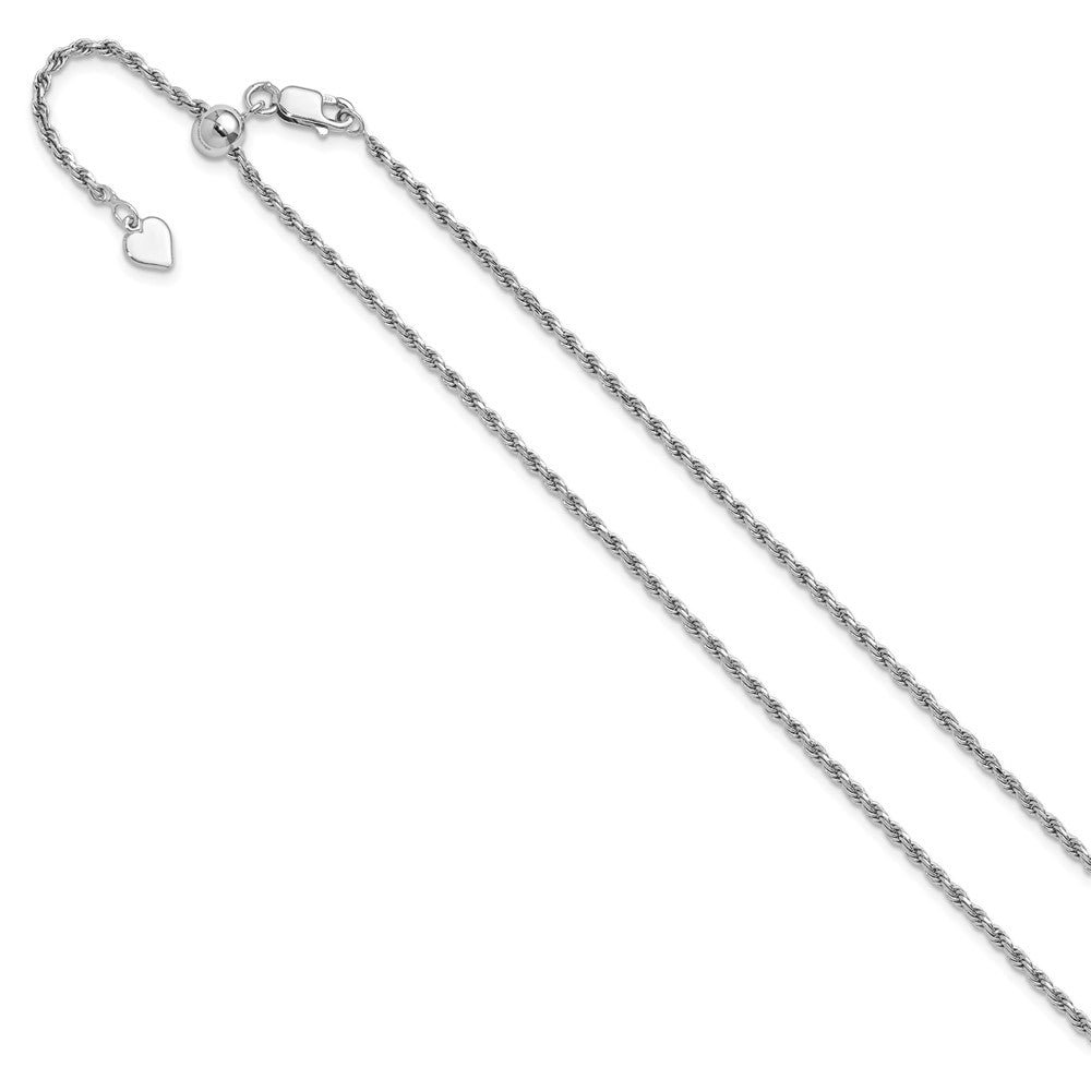 Sterling Silver Adjustable 2mm D/C Rope Chain Necklace