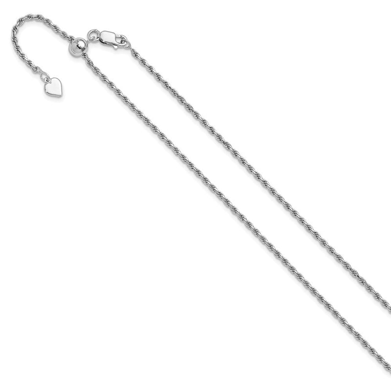 Sterling Silver Adjustable 2mm D/C Rope Chain Necklace