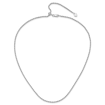 Sterling Silver Adjustable 2mm D/C Rope Chain Necklace