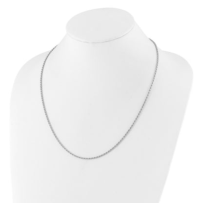 Sterling Silver Adjustable 2mm D/C Rope Chain Necklace