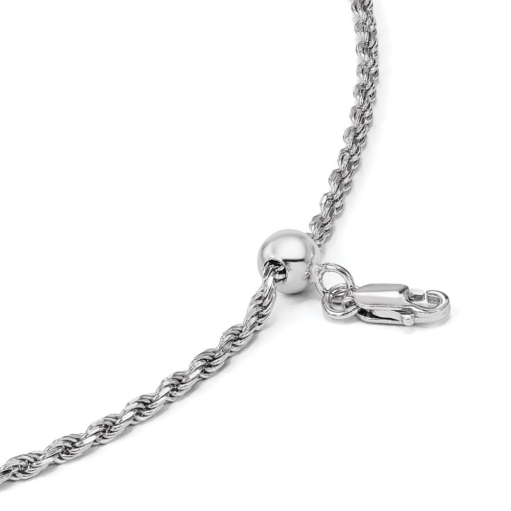 Sterling Silver Adjustable 2mm D/C Rope Chain Necklace