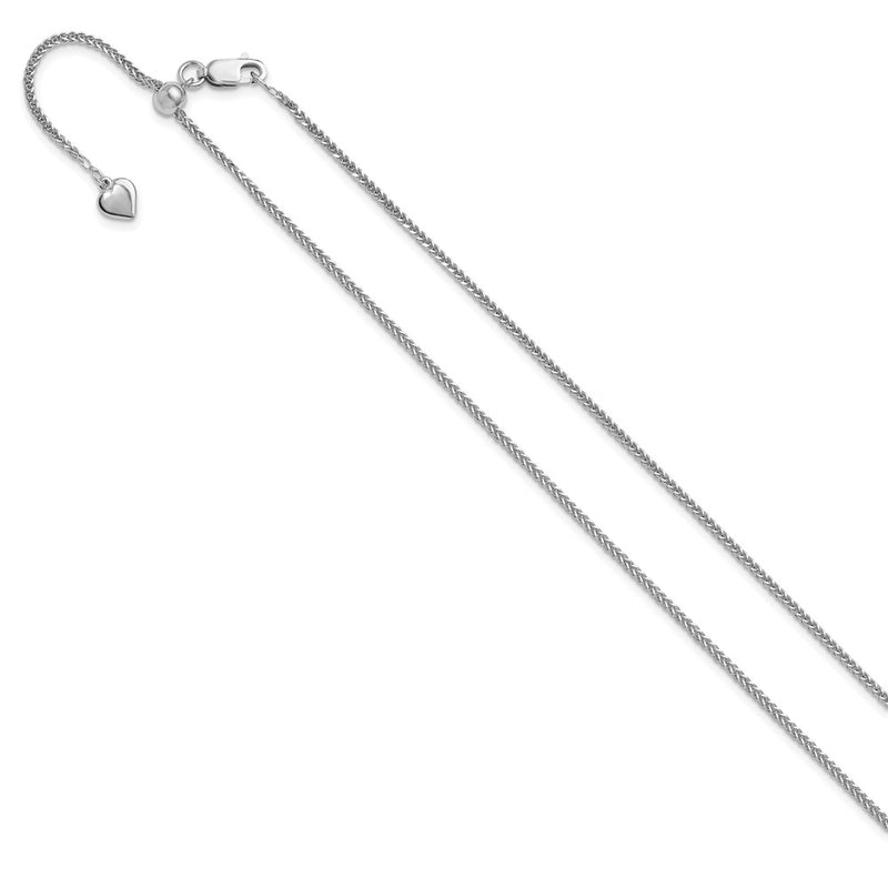 Sterling Silver Adjustable 1.45mm D/C Square Spiga Chain Necklace
