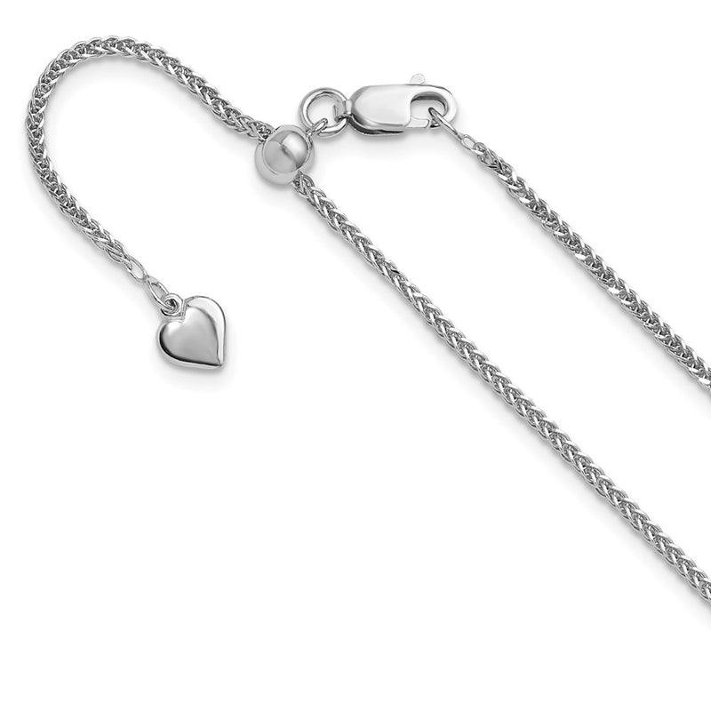Sterling Silver Adjustable 1.45mm D/C Square Spiga Chain Necklace