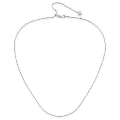 3 Inch Sterling Silver Rh Plt Adjustable 1mm D/C Square Snake Chain Necklace