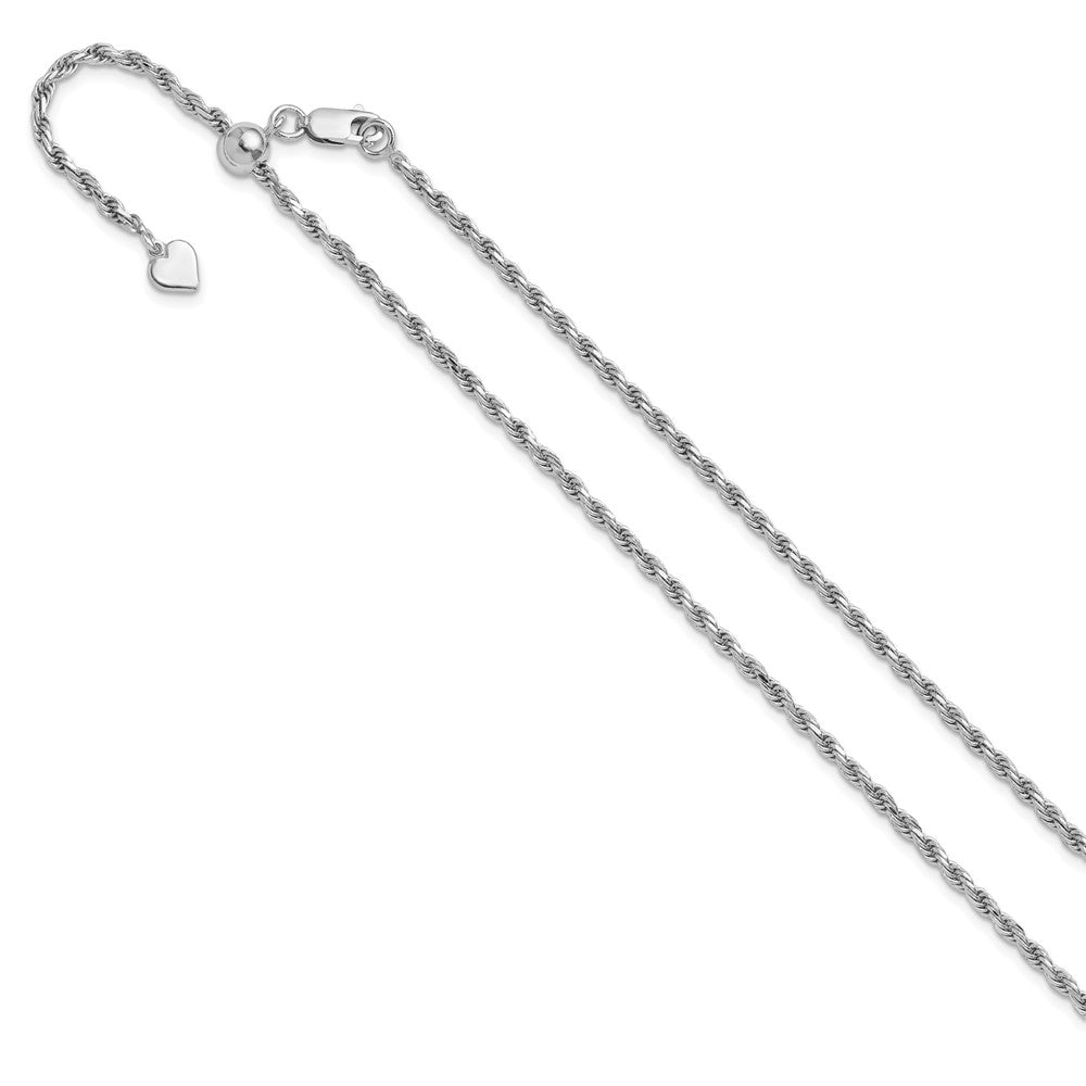Sterling Silver Adjustable 2.25mm D/C Rope Chain Necklace