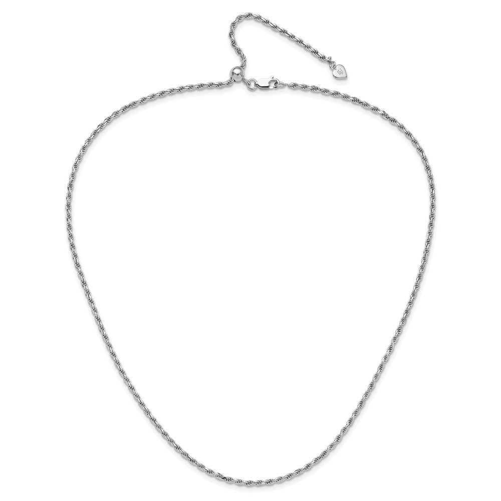 Sterling Silver Adjustable 2.25mm D/C Rope Chain Necklace