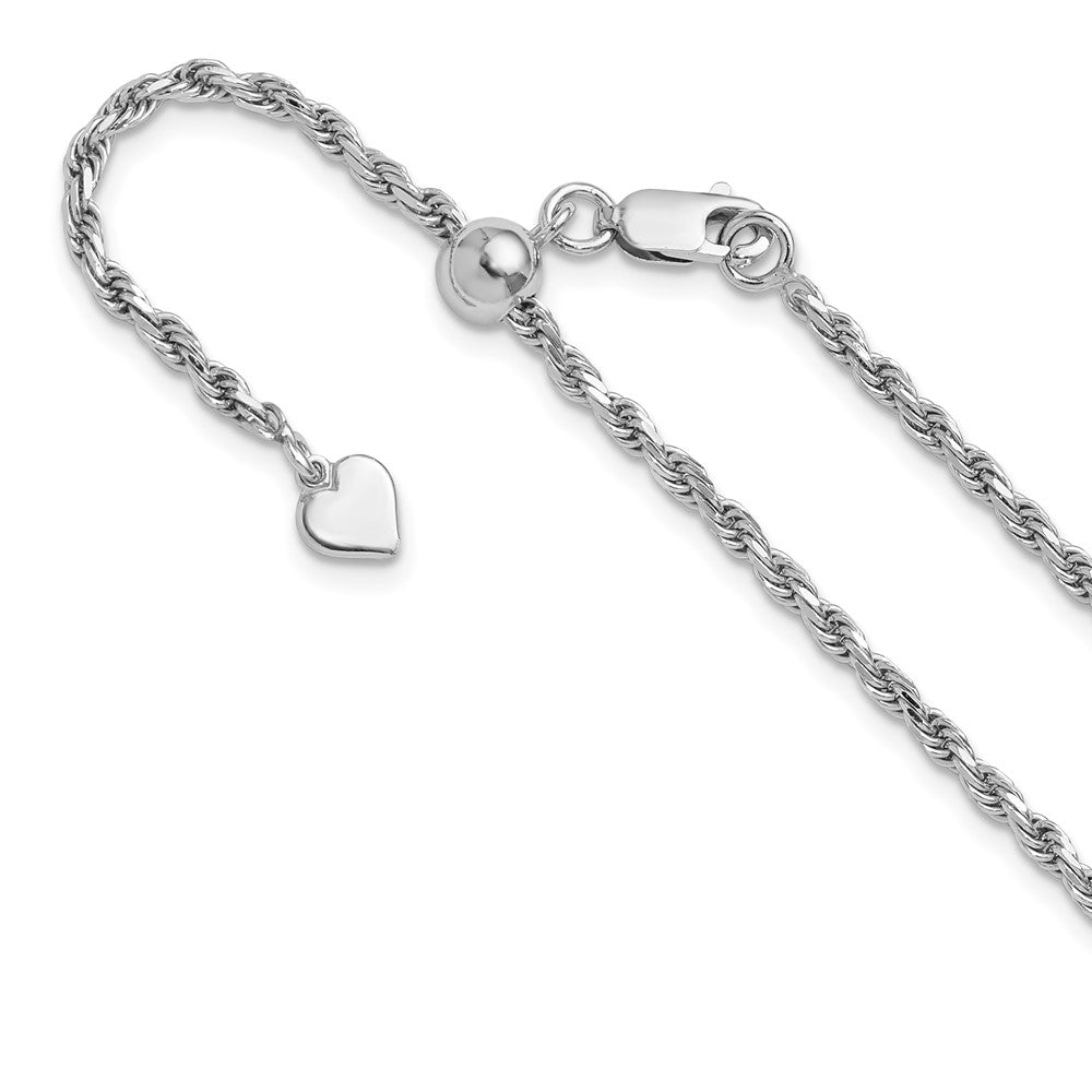 Sterling Silver Adjustable 2.25mm D/C Rope Chain Necklace