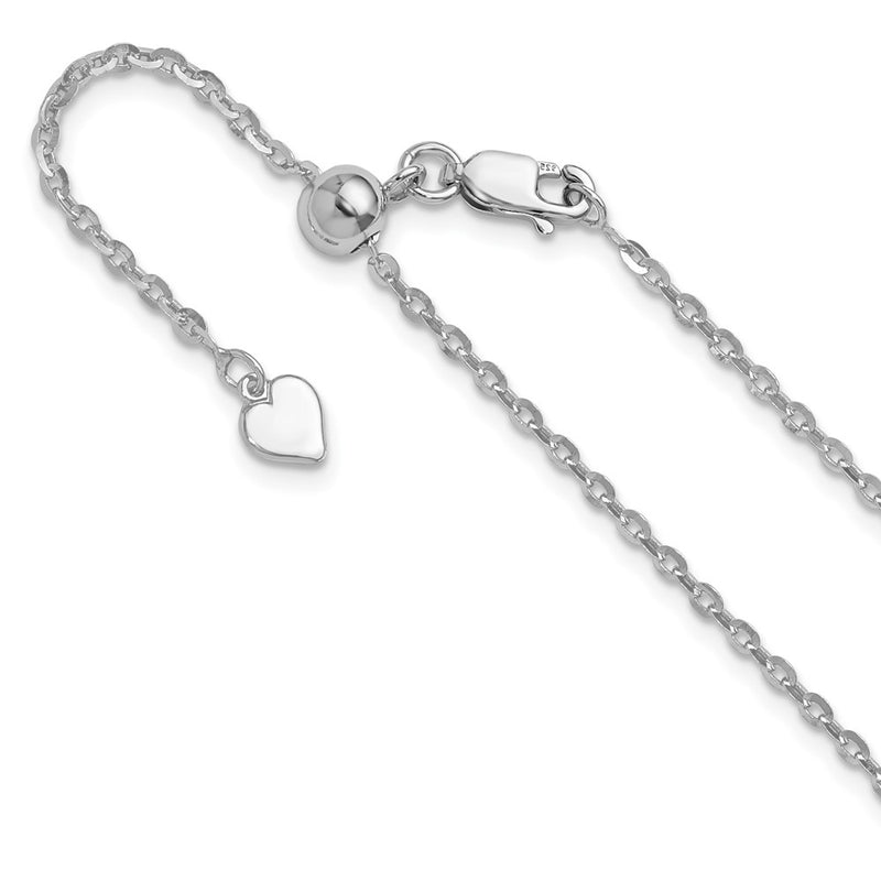 22 Inch Sterling Silver Adjustable 2mm Cable Chain Necklace