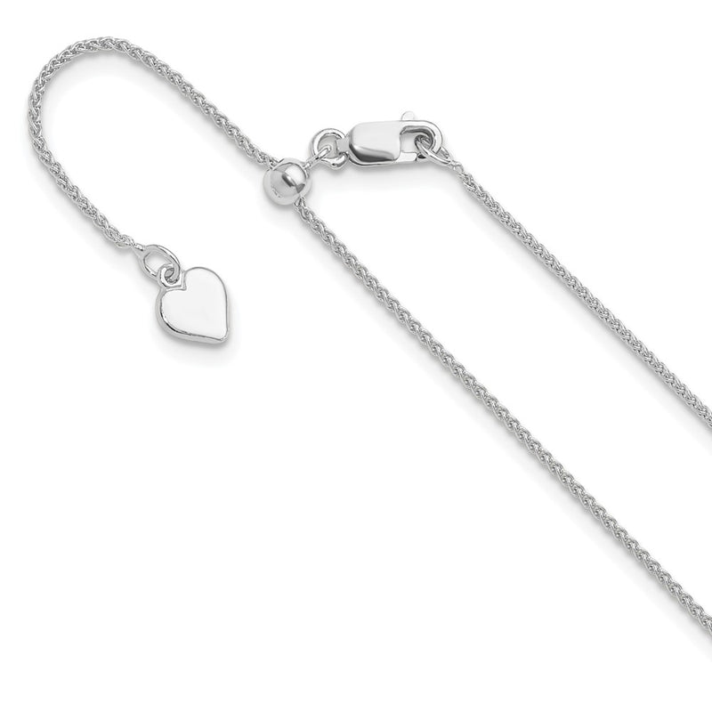 22 Inch Sterling Silver Adjustable 1mm Spiga Chain Necklace