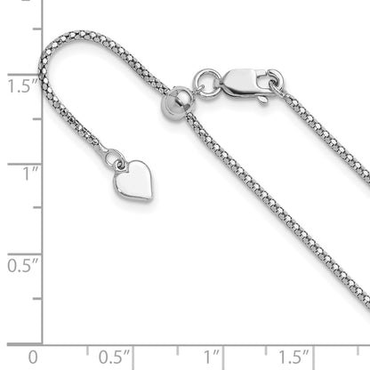 Sterling Silver Adjustable 1.4mm Popcorn Chain Necklace