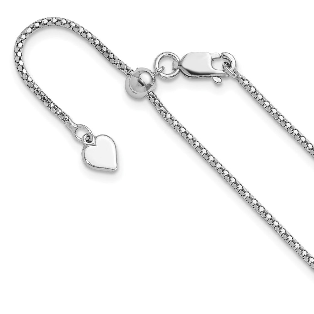Sterling Silver Adjustable 1.4mm Popcorn Chain Necklace