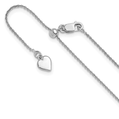 3 Inch Sterling Silver Rh Plated Adjustable .95mm Rolo Chain Necklace