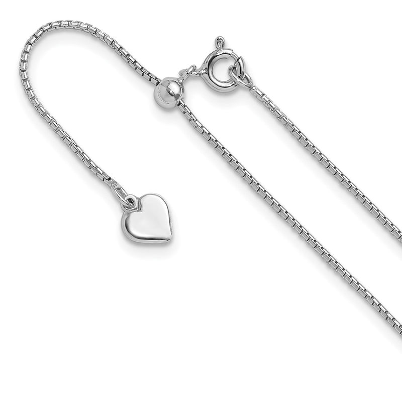 Sterling Silver Adjustable .95mm Round Box Chain Necklace